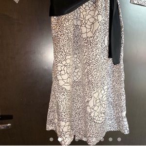 Vintage 1980’s Malouf black and white floral drop waist midi dress small